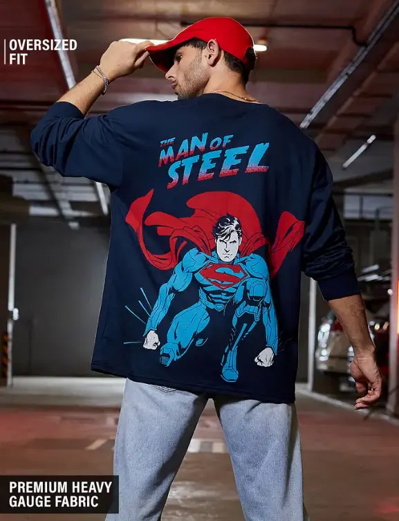 Superman: Man of Steel Oversized Full Sleeve T-Shirts