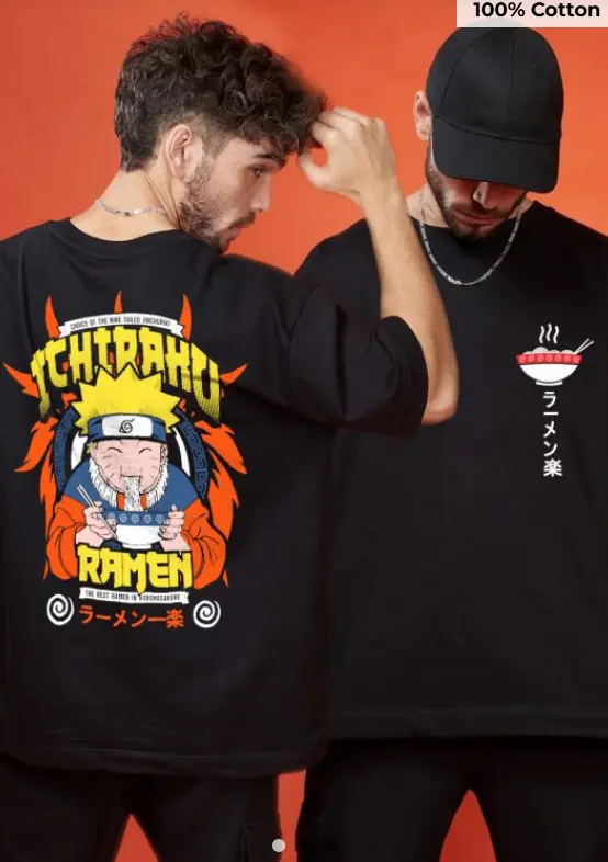 Ichiraku Black Oversized T Shirt For Men