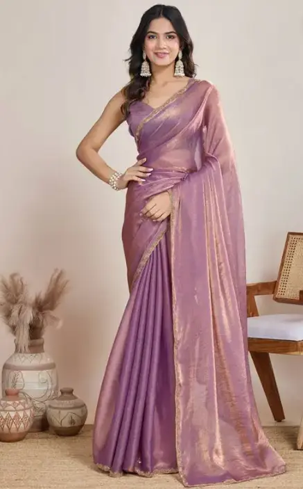 SOLITIQ  Self Design Bollywood jimmy choo Chiffon Saree  (Pink)