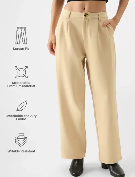 Korean Pants: Beige Women Pants