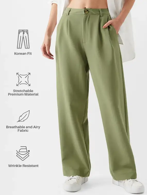Korean Pants: Fern Green Women Pants