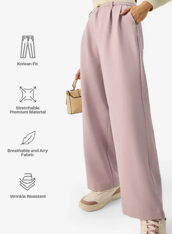 Korean Pants: Dusky Rose Women Pants