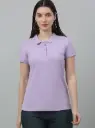 Women's Casual Regular Short Sleeve Lavender Polo neck T-Shirt