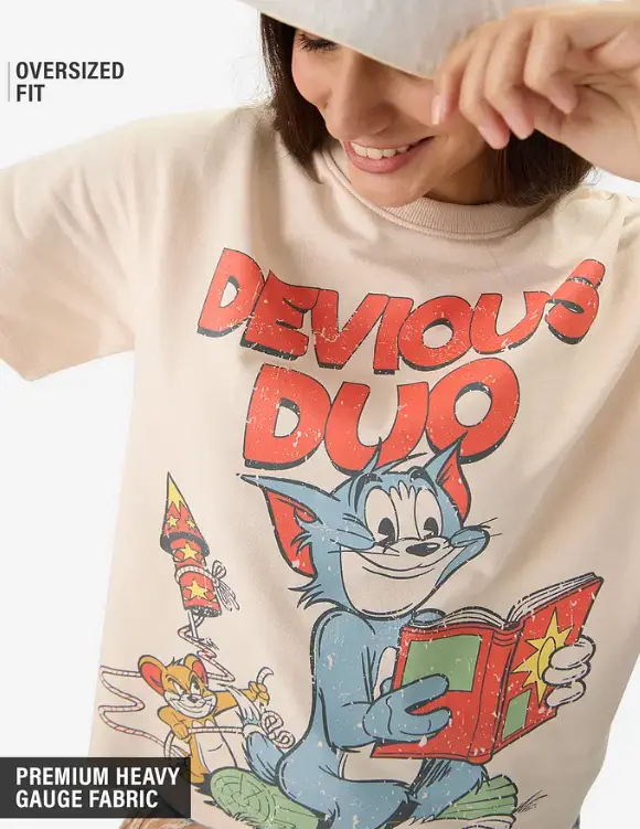Tom And Jerry: Devious Duo Women Oversized T-Shirts