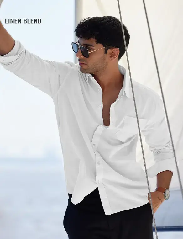 Cotton Linen: Pearl White Cotton Linen Shirts