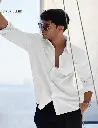 Cotton Linen: Pearl White Cotton Linen Shirts