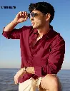 Cotton Linen: Red Cotton Linen Shirts