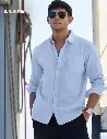 Cotton Linen: Sky Blue Cotton Linen Shirts