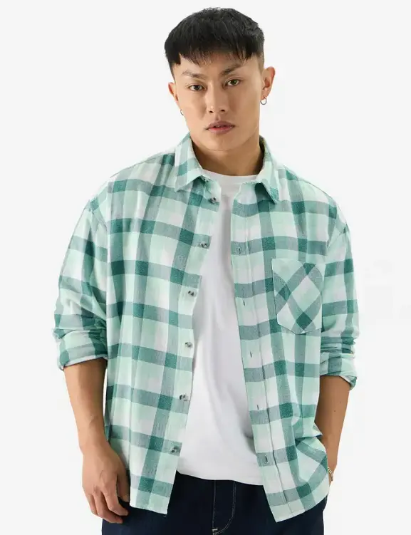 Plaid: Minted Marble Men Relaxed Shirts (XS)
