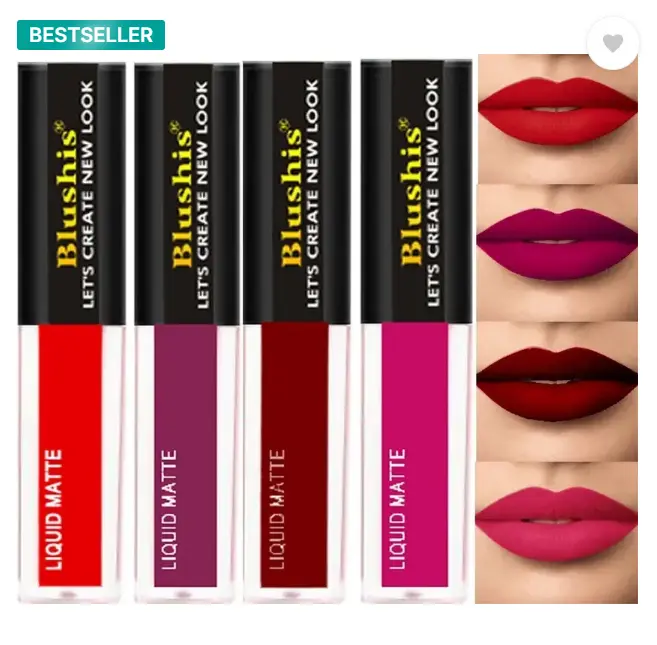 Waterproof Longlast SensationaL Liquid Matte Mini Lipstick Combo Pack Of 4 Red ,Purple Maroon and Magenta Colour Shade  (Multicolor, 16 ml)