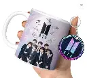 Bts Cup with Keychain Bts Gift For Anyone on Any Occasion (DB-18) Ceramic Coffee Mug  (350 ml, Pack of 2)