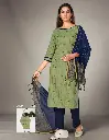 Laxmipati Pure Cotton Leaf Green Contract Dobby Designs With Duppata & Pant