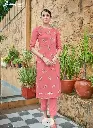 Laxmipati Gunnika Vol.1 Muslin Wild Pink Straight Cut Kurti With Pant