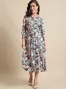 Women's Casual Shirt collar Multi Color Tropical Print Shirt Dress