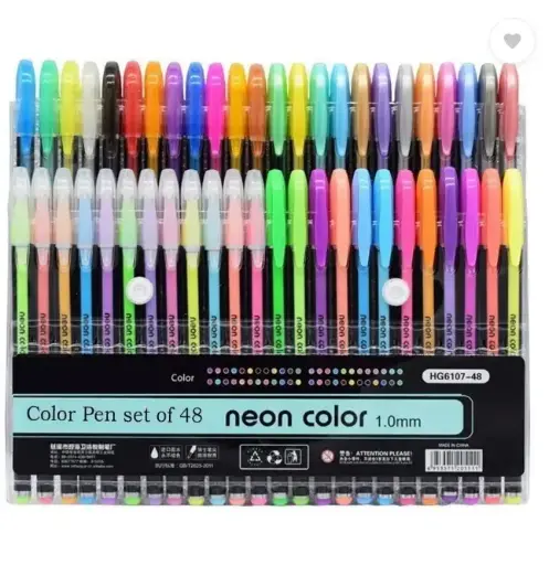 ibox 48 Pcs Neon Color Gel Pens For Kids Coloring Sketching Painting Drawing Pen