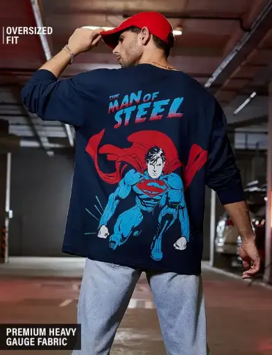 Superman: Man of Steel Oversized Full Sleeve T-Shirts