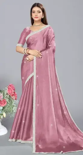 Embellished Bollywood Organza, jimmy choo Pure Silk Saree  (Red)