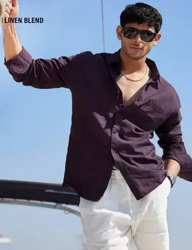 Cotton Linen: Berry Cotton Linen Shirts