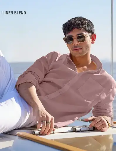 Cotton Linen: Soft Pink Cotton Linen Shirts