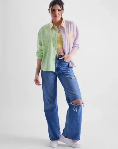 Stripes: Pastel Shades Women Boyfriend Shirts