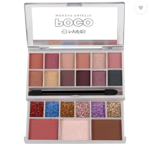 MARS 18 Shade Eyeshadow With Highlighter Blusher and Compact