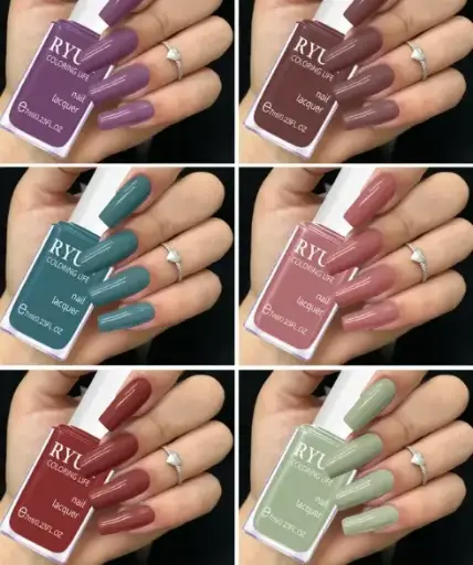 Gloss Gel Like Shine Nail Polish Set for Stunning Nails Pack of 6 Multicolor  (Pack of 6)